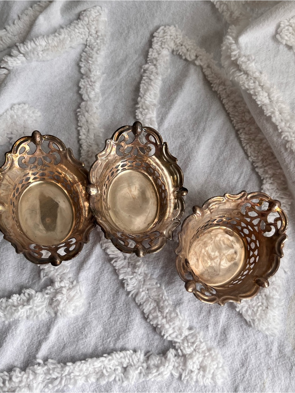Set of 3 Silver Plate Filigree Decorative Bowls